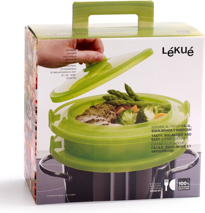 Lékué 2-stufiger Dampfgaraufsatz, grün, Silikon, 22 cm 22x22x8