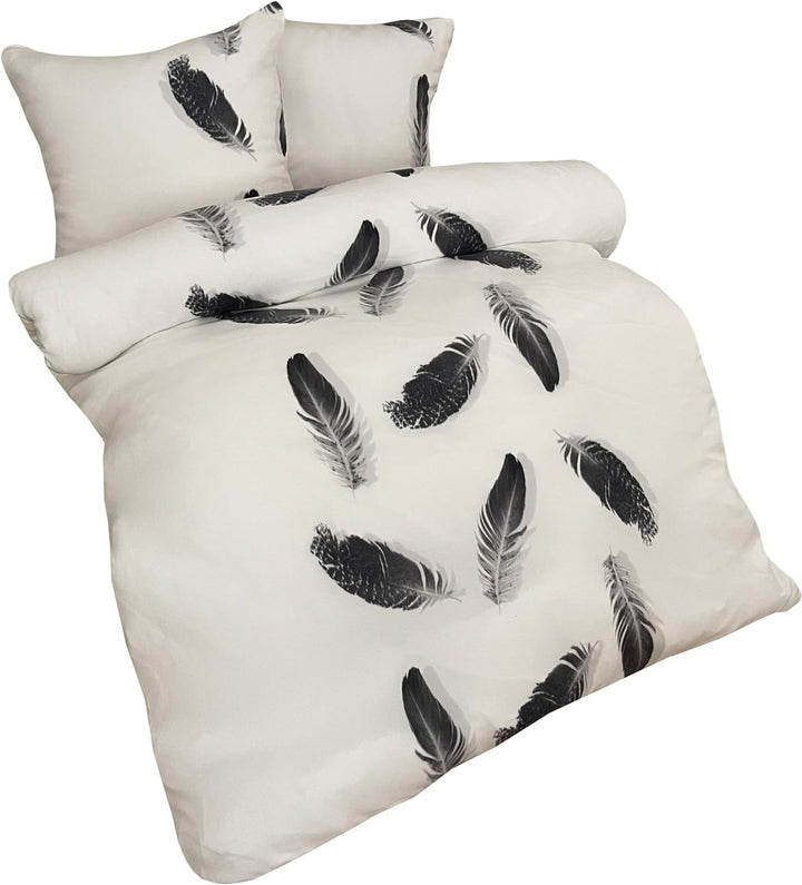 Leonado Vicenti - Winter Bettwäsche Flausch Feder Schwarz Weiss Fleece warm gestreift modern Schlafz