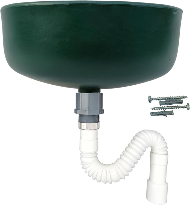 Varile Premium-Set Waschbecken Grün aus Kunststoff für Garten & Keller inkl. Abflusssieb-Haarsieb au