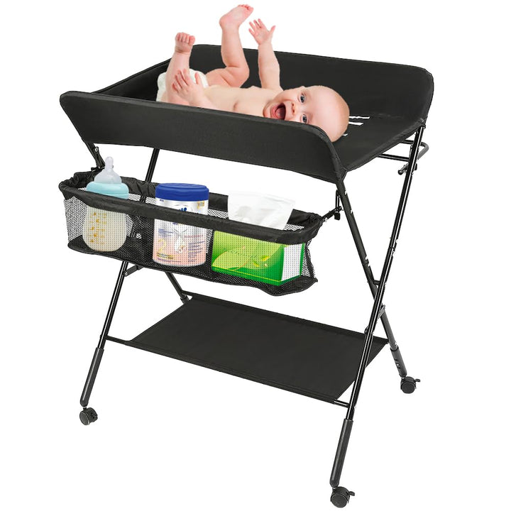 Wickeltisch Faltbar und Tragbar 3 in 1, max. Belastung 25 kg für neue, Wickeltisch mit Aufbewahrungs