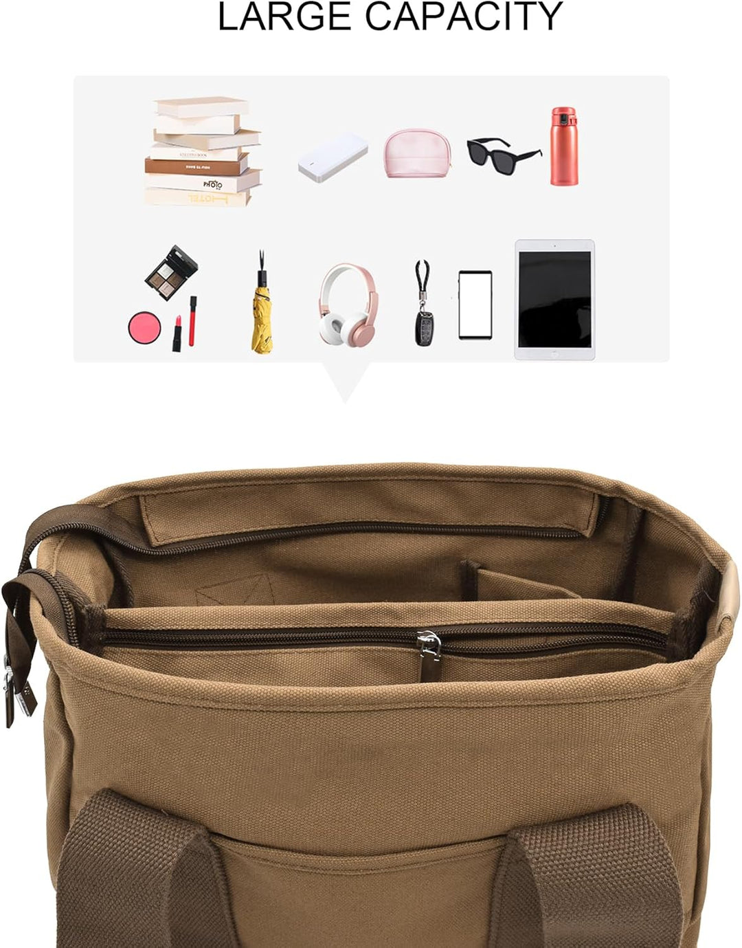 Damen Mittelgross Handtasche Canvas Satchel Tote Bag Schultertasche Shopper für Bücher Alltag Arbeit