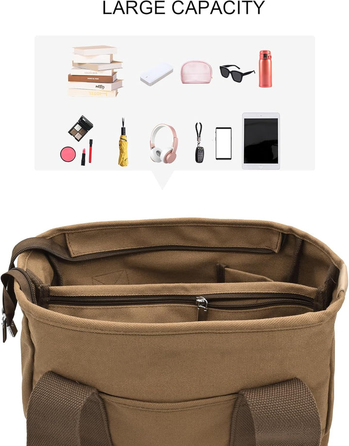 Damen Mittelgross Handtasche Canvas Satchel Tote Bag Schultertasche Shopper für Bücher Alltag Arbeit