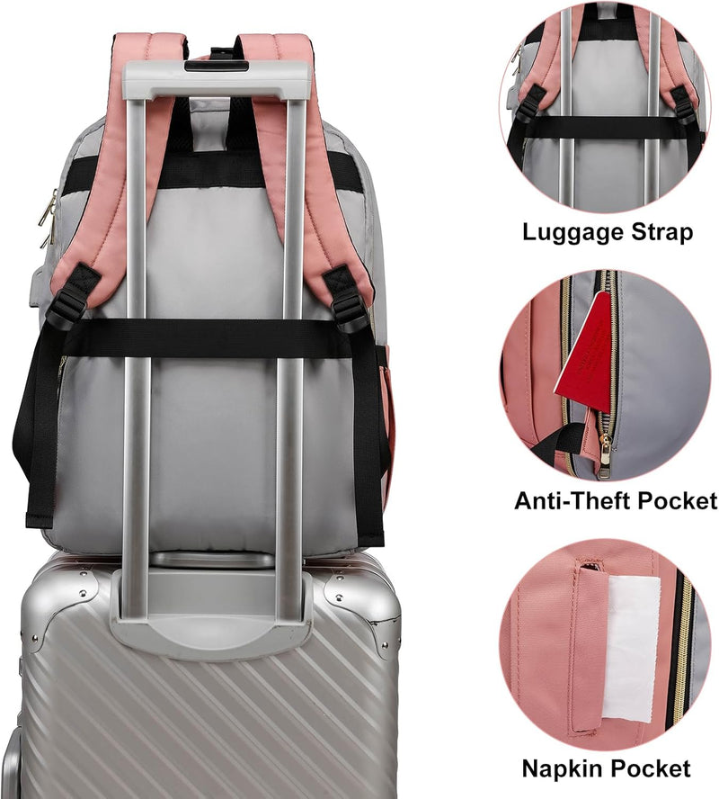 YAMTION Laptop Rucksack Damen,17.3 Zoll Schulrucksack Frauen Schultasche Mädchen Teenager Tagesrucks