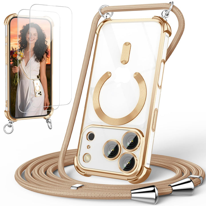 GOODVISH Handykette für iPhone 17 Pro Max Hülle mit Band, mit 2 Stück Schutzfolie und Kamera Schutz,