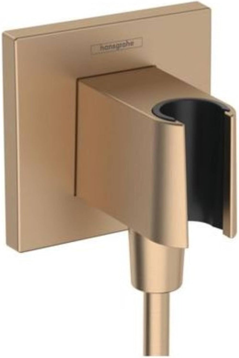 hansgrohe Wandanschluss mit Duschkopfhalterung FixFit E, Brushed Bronze, Brushed Bronze