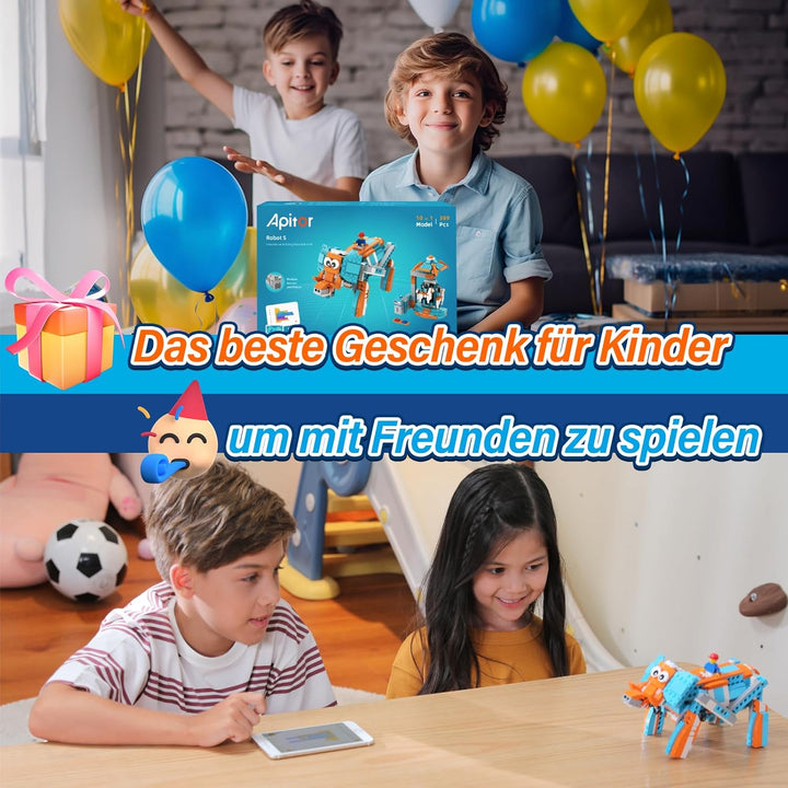 Robot S,10-in-1 Programmierbarer Roboter für Kinder, STEM Flugzeug Spielzeug zum Programmieren und L