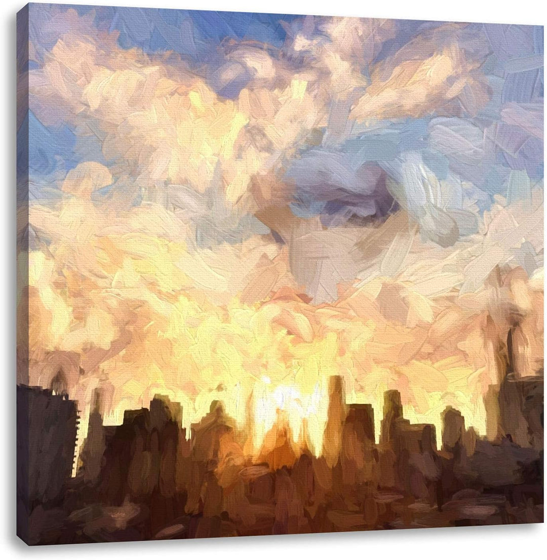 Skyline von Chicago, Format: 70x70 auf Leinwand, XXL riesige Bilder fertig gerahmt mit Keilrahmen, K