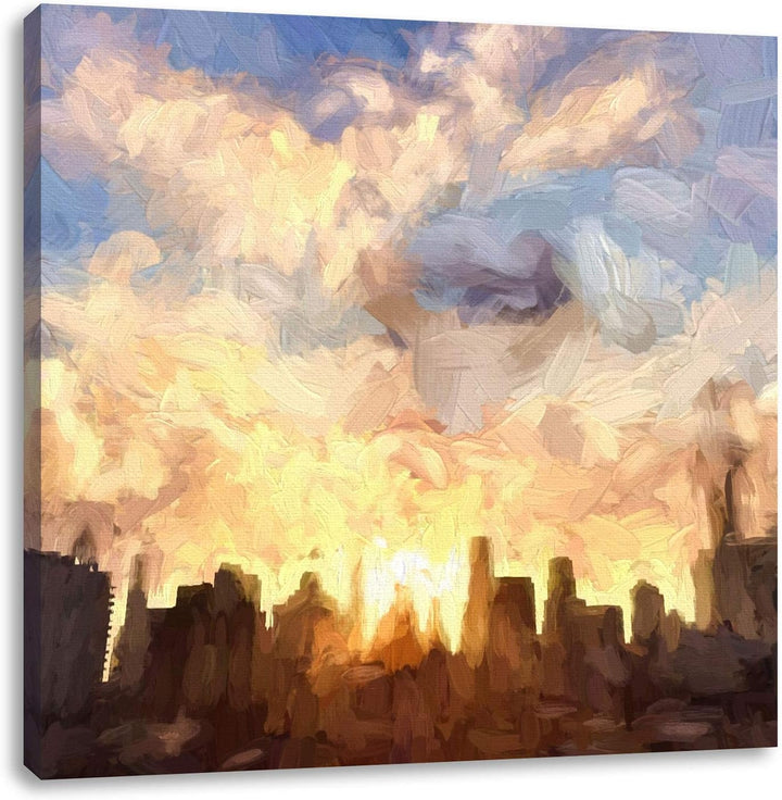 Skyline von Chicago, Format: 70x70 auf Leinwand, XXL riesige Bilder fertig gerahmt mit Keilrahmen, K