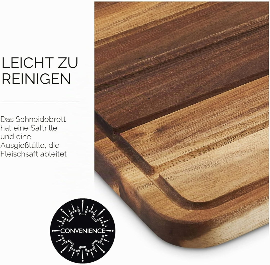 Cole & Mason Berden Schneidebrett mit Auffangschale, 46cm x 34cm, Akazienholz Holzbrett für die Küch