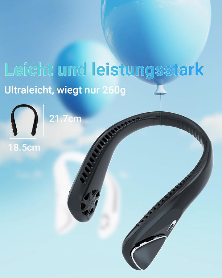 Jialexin Tragbarer Nackenventilator, Hals Ventilator Wiederaufladbar mit 6000mah, Persönlicher Venti