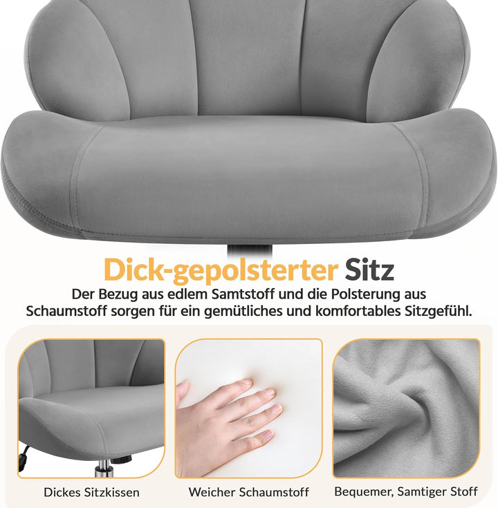 Yaheetech Bürostuhl Ergonomisch Schreibtischstuhl höhenverstellbar Drehstuhl, Bürosessel in Muschelf