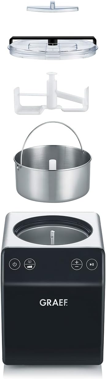 Graef Eismaschine IM700EU Edelstahl, mit Cream Control, Timer, Touch Display,Yoghurtfunktion, heraus