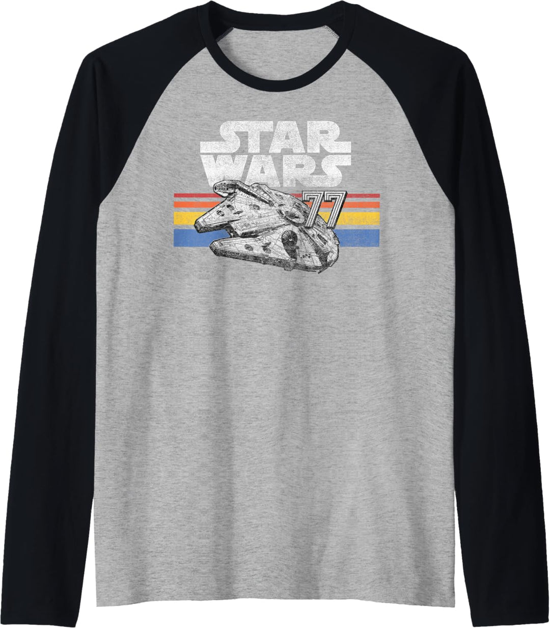 Star Wars Millennium Falcon 77 Retro Lines Logo Raglan