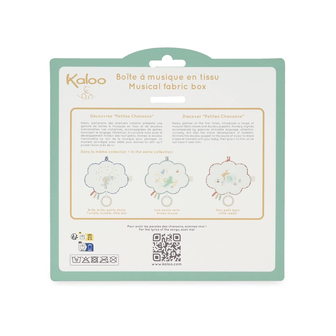 Kaloo - Petites Chansons - Spieldose aus Stoff und Holz - Musikalisches Kissen 15 cm - Kinderlied „U