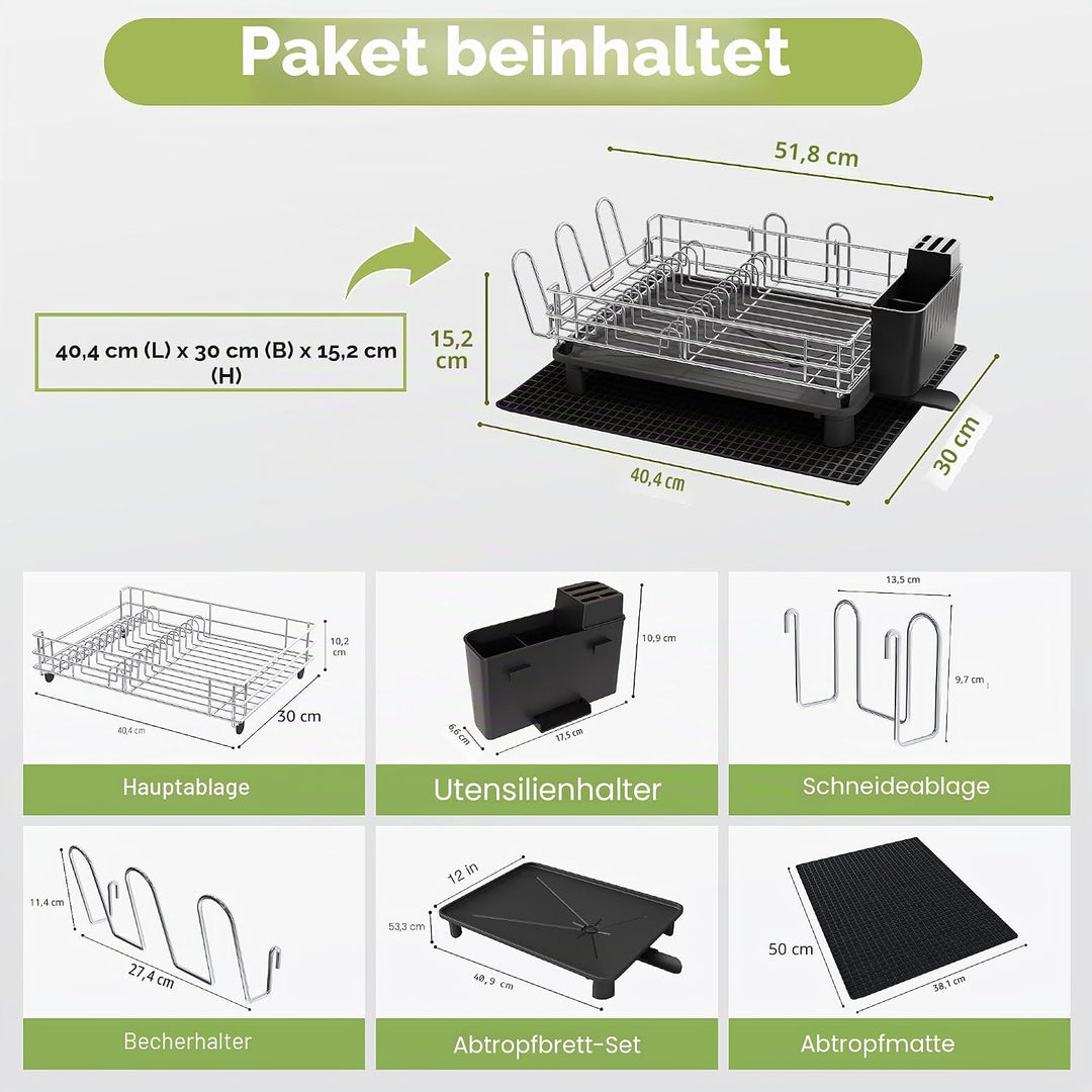 MAJALiS Abtropfgestell Geschirr mit Abtropfschale, Edelstahl Geschirrabtropfgestell, Abtropfgestell
