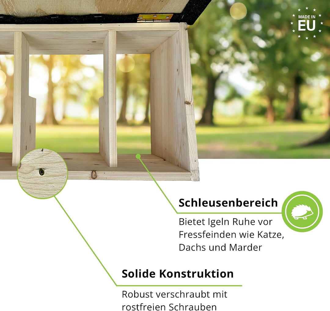 GARTENETAGE Igel-Starter-Set mit Igel Futterhaus und Rattenklappen inkl. Futterschale &amp; 5X Premium-I