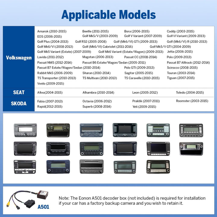 Eonon Android 12 Autoradio für VW Golf T5 usw. Seat Skoda 6+64GB 8-Core 9"-QLED-Display Radio mit Sn