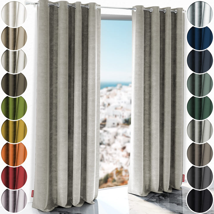 Schuette® Verdunkelungs-Vorhang Gardine mit Ösen ● Millenium Velvet: Grey Goose (Beige) ● 135x130cm