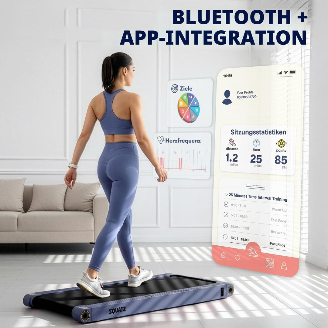 SQUATZ Walking Pad Laufband für Zuhause und Home Office, unter Schreibtisch geeignet, klappbar, Blau