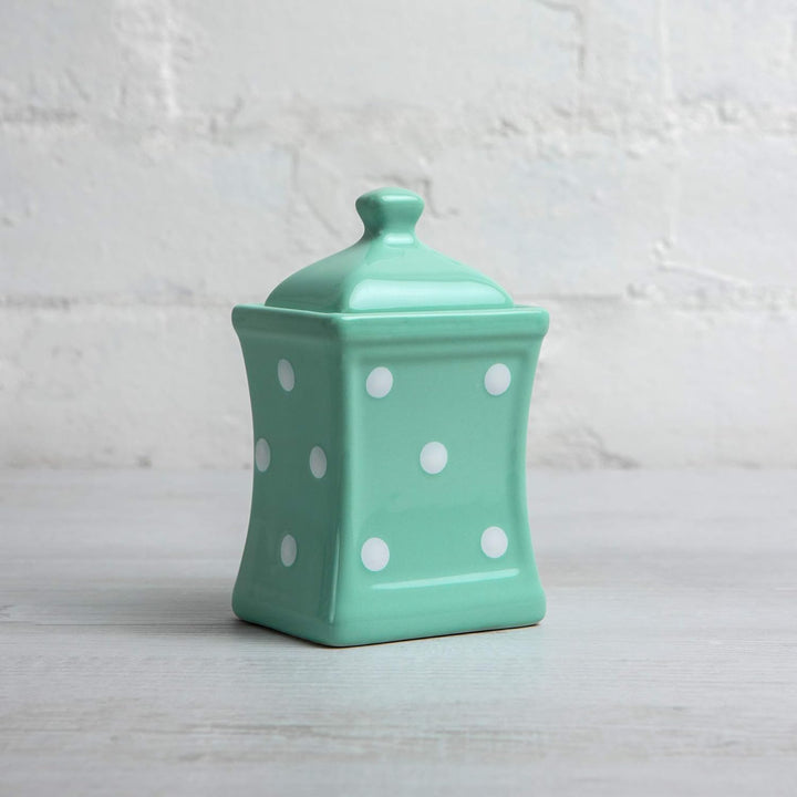 City to Cottage® - Keramik Behälter Küche 150 ml | Türkis und Weiss | Polka Dots | Handgemacht | Beh