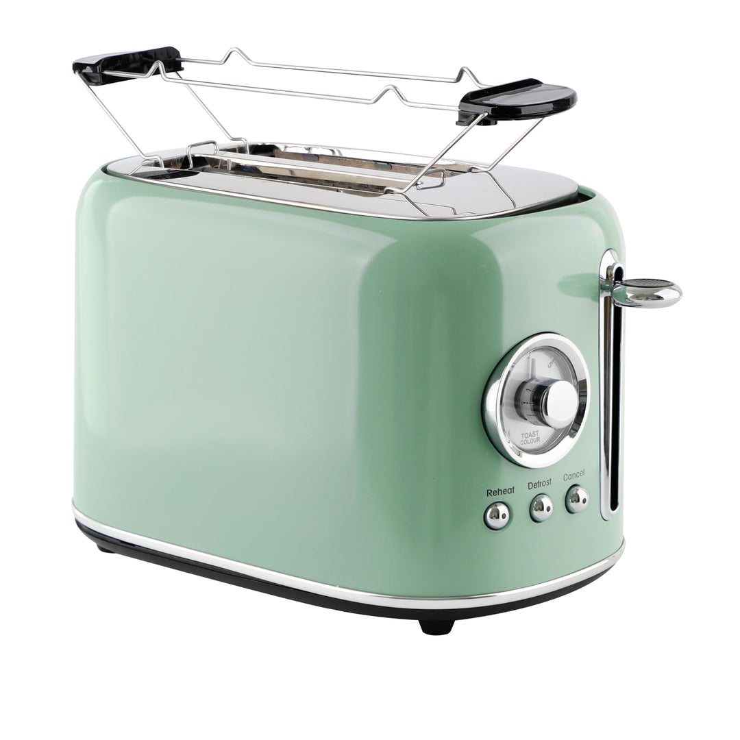 EMERIO Toaster Retro Style | 800 Watt | 2 Scheiben | 7 einstellbare Bräunungsgrade | Brötchenaufsatz