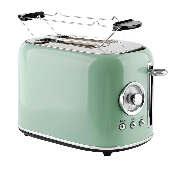 EMERIO Toaster Retro Style | 800 Watt | 2 Scheiben | 7 einstellbare Bräunungsgrade | Brötchenaufsatz