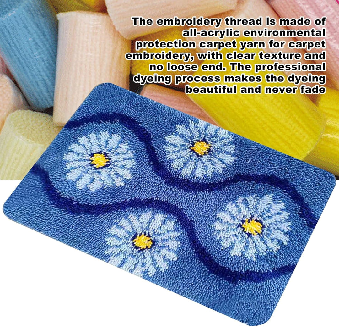 kingsea DIY Knüpfsets Kreuzstich Teppich Set, 60x40cm Teppich Selber Machen Set, Farbmusterdruck Git