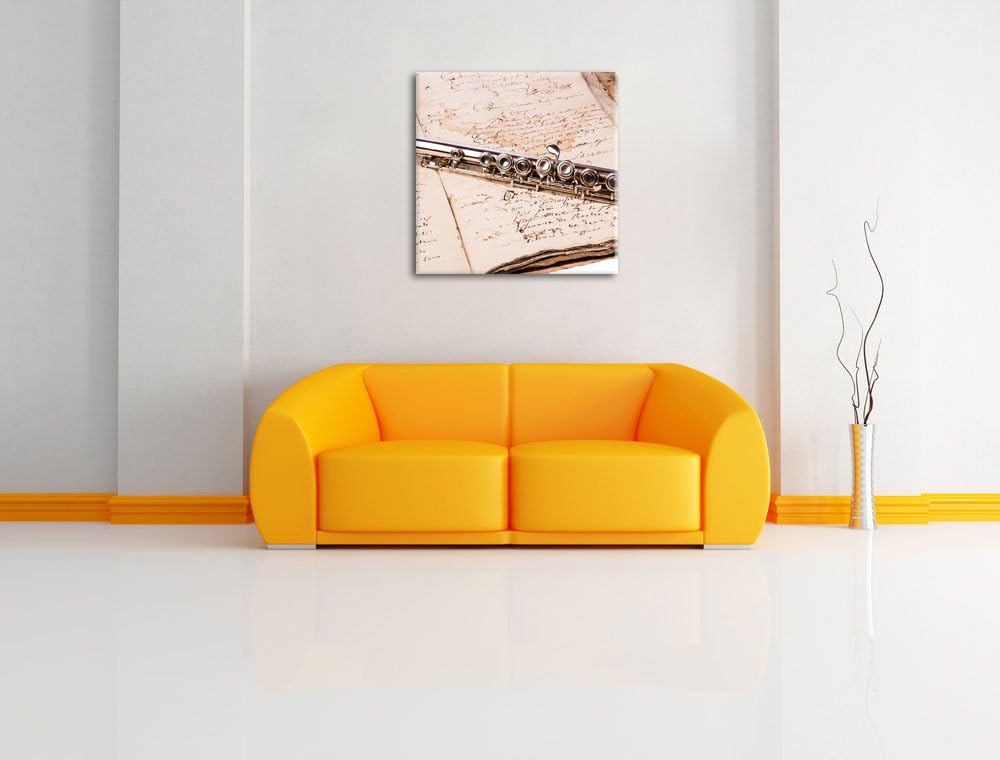 Pixxprint Querflöte, Format: 70x70 auf Leinwand, XXL riesige Bilder fertig gerahmt mit Keilrahmen, K