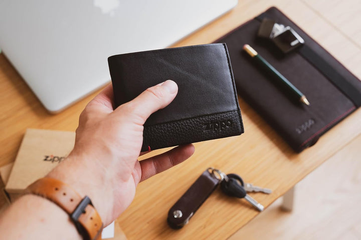 Zippo Herren Nappa Kreditkarten-Geldbörse Schwarz Geldbörse Schwarz (Schwarz)