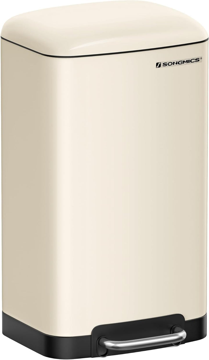 SONGMICS Mülleimer, 30 Liter Abfalleimer, Treteimer aus Stahl, mit Inneneimer und Deckel, Softclose,