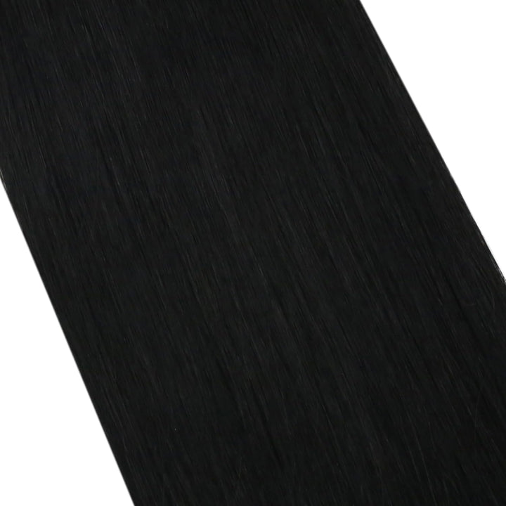Moresoo Tape Extensions Echthaar Haarverlängerung Brasilianer Haar Extensions Tape Schwarz #1 Seamel