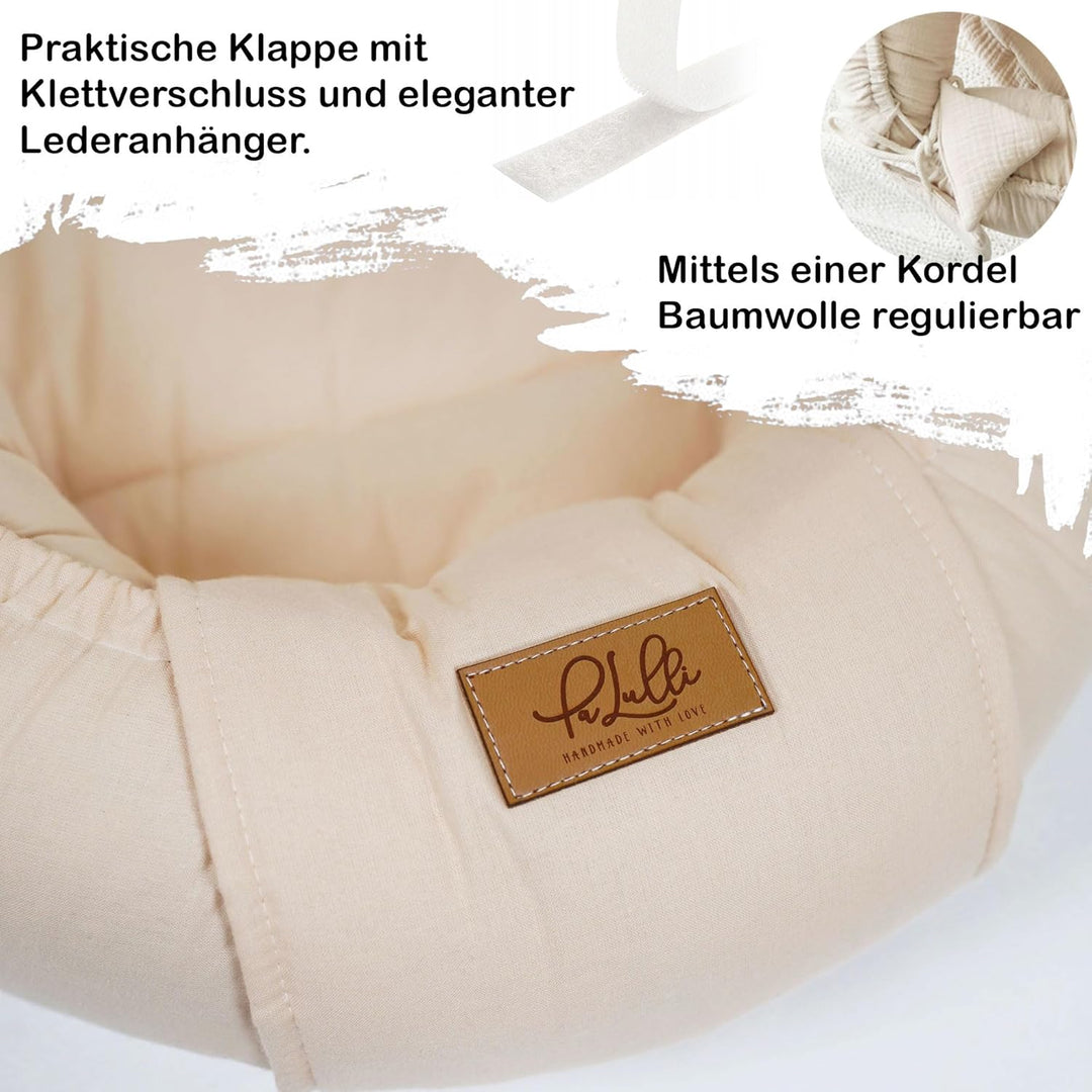 PaLulli® Extra Grosses Babynest 100x60 cm Baumwolle | Beidseitig nutzbares Kuschelnest für Babys | H