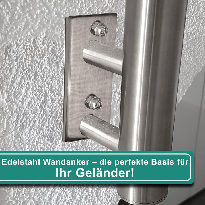 PRIOstahl Pfostenträger Pfostenhalter Wandanker Wandflansch Handlauf Bodenanker x 1 Halter Rechteck