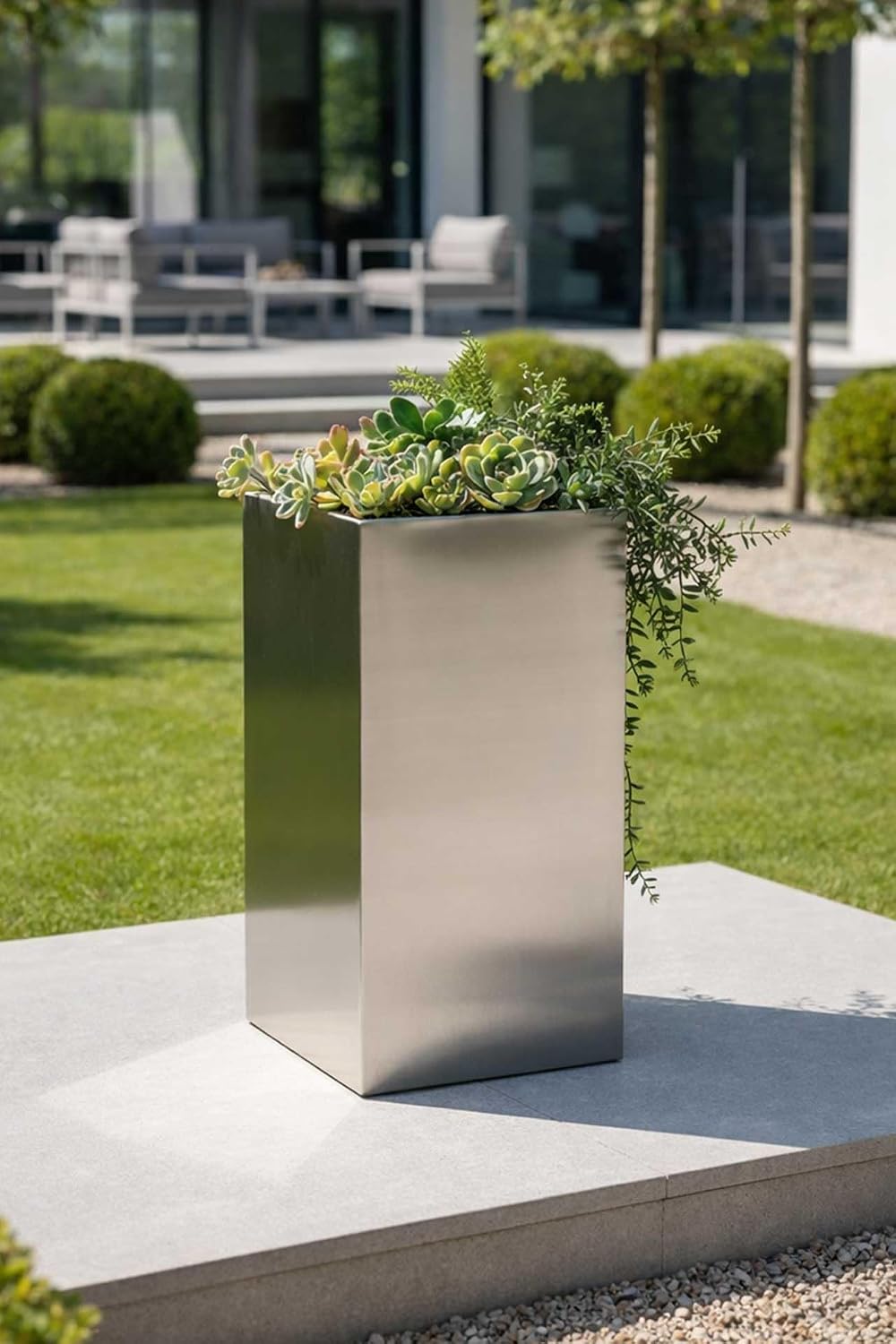 VIVANNO Pflanzkübel Blumenkübel Pflanzgefäss Übertopf Edelstahl Block - 70 x 35 x 35 cm BLOCK 70x35x