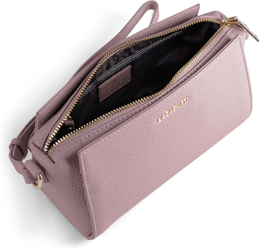 Lazarotti Bologna Leder Umhängetasche Damen | verstellbarer Schultergurt | mittelgrosse Crossbody Ba