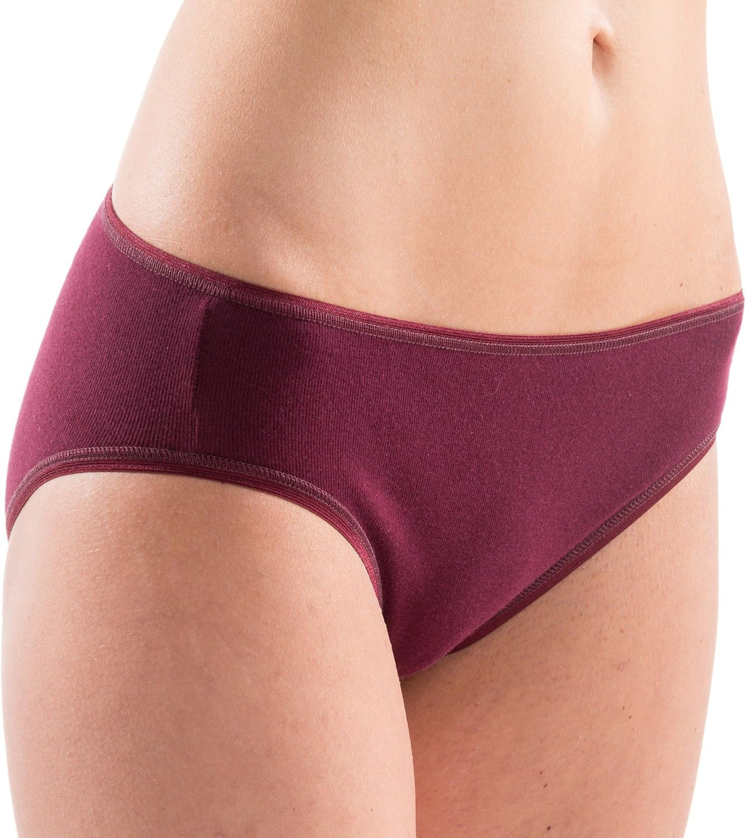 HERMKO 1031 Damen Midi-Slip Bio-Baumwolle 4er Pack (Weitere Farben), 32-34 Bordeaux