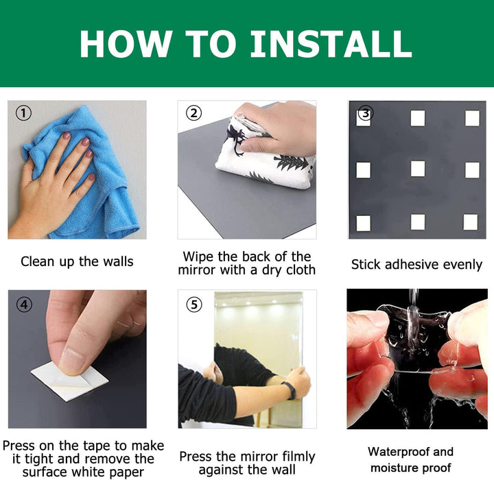 JMITHA Spiegelfliesen Selbstklebend HD Spiegel Glasspiegel Spiegelfliesen Wandspiegel Selbstklebende