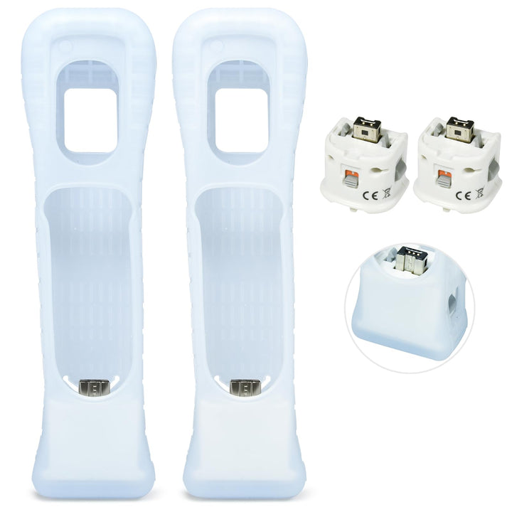 TechKen 2 Pack Motion Plus Adapter mit Silicon Case Sensor für Wii Remote Controller 2 Montion Plus+