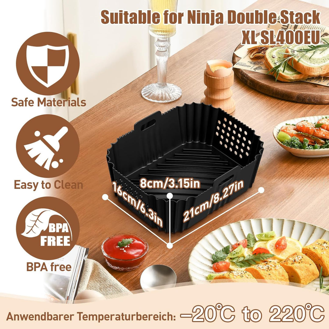 Heissluftfritteuse Zubehör für Ninja Double Stack XL SL400EU 9,5L, 17 Stück Airfryer Silikonform Zub