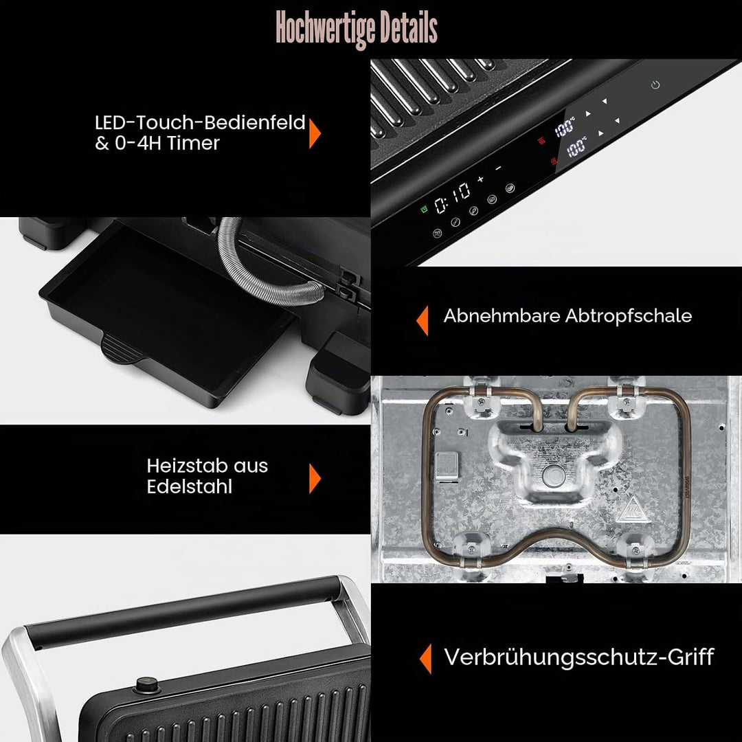 SOARS Sandwichmaker 3-in-1, 1800 – 2000 W, elektrische Panini-Maschine mit 5 Kochmodi, 200 – 230 °C,