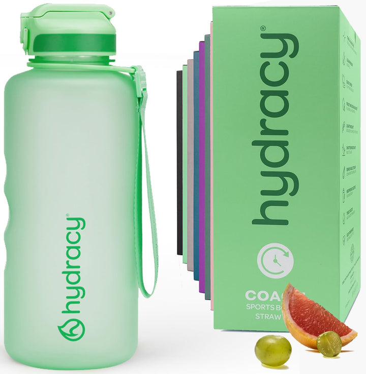 Hydracy Trinkflasche mit Strohhalm und Zeitmarkierung - 2L Wasserflasche - BPA-freie Trinkflasche -