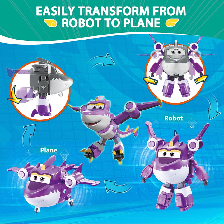 Super Wings Dinosaurier 2PCS Tino & Sally, 12,7 cm Flugzeug-Spielzeug, 2 in 1 Actionfigur für Vorsch