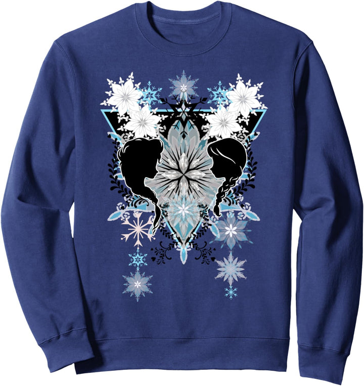 Disney Frozen Elsa And Anna Profile Silhouettes Snowflake Sweatshirt