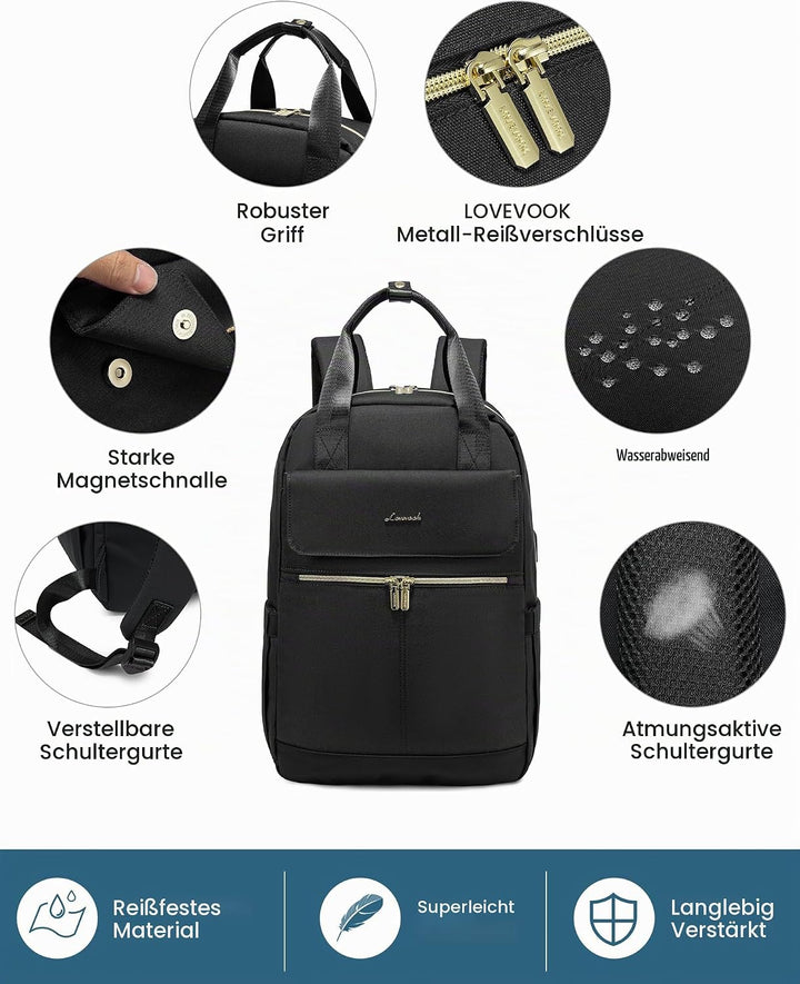 LOVEVOOK Rucksack Damen Gross, 17 Zoll Laptop Schulrucksack Teenager Mädchen mit Laptopfach, Reiseru