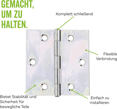 Alberts 850289 Scharnier | quadratisch | galvanisch gelb verzinkt | 70 x 70 mm | 20er Set, 70 x 70 m