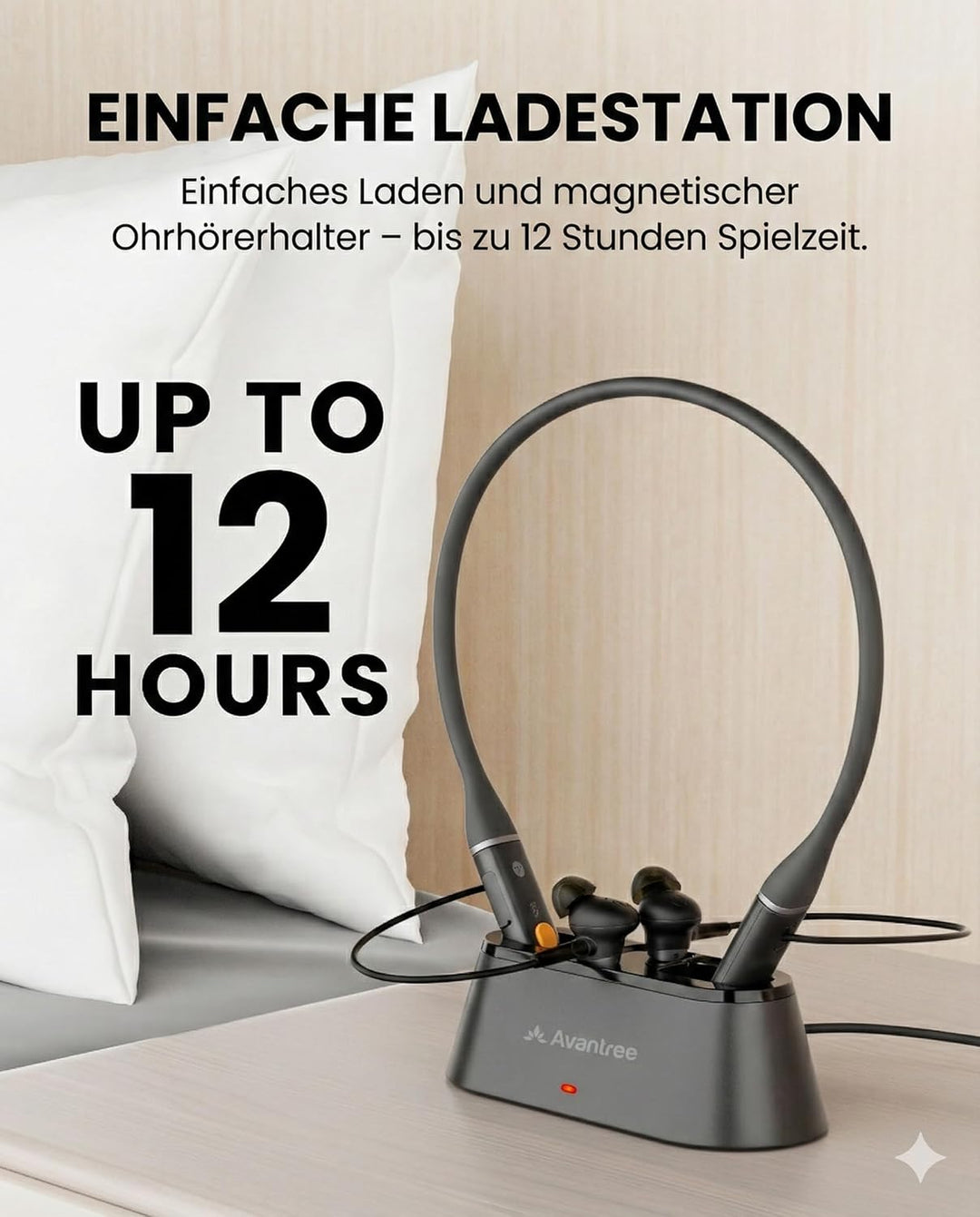 Avantree Aura Loop – Next-Gen Funkkopfhörer Kabellos für TV Fernseher mit Auracast & Ladestation, 3