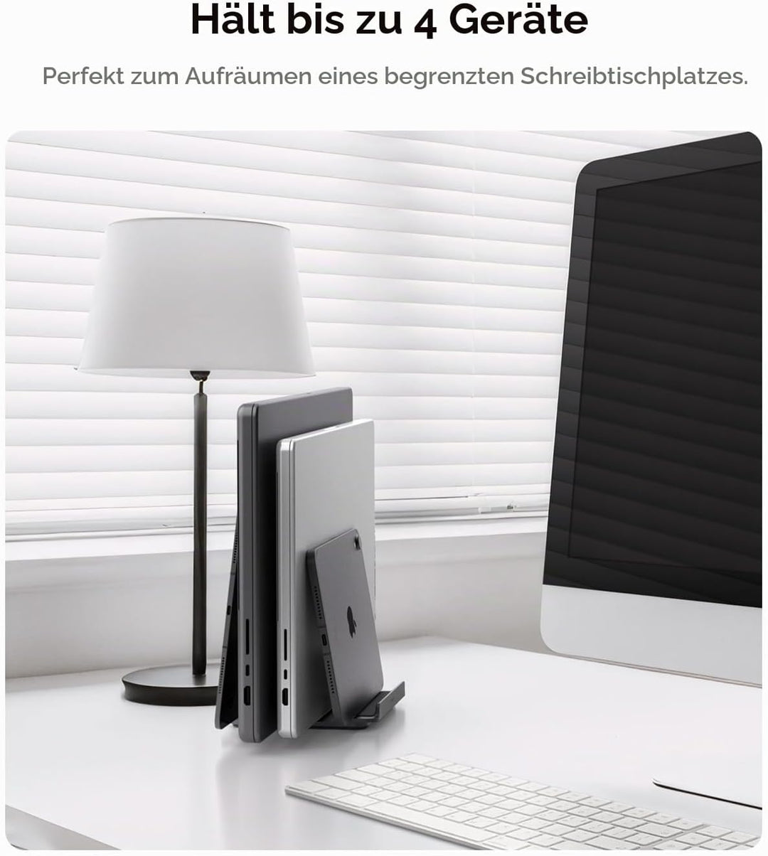 Spigen Vertikaler Laptop-Ständer – 4-in-1 Schreibtisch-Organizer mit verstellbaren Slots (14–22 mm),