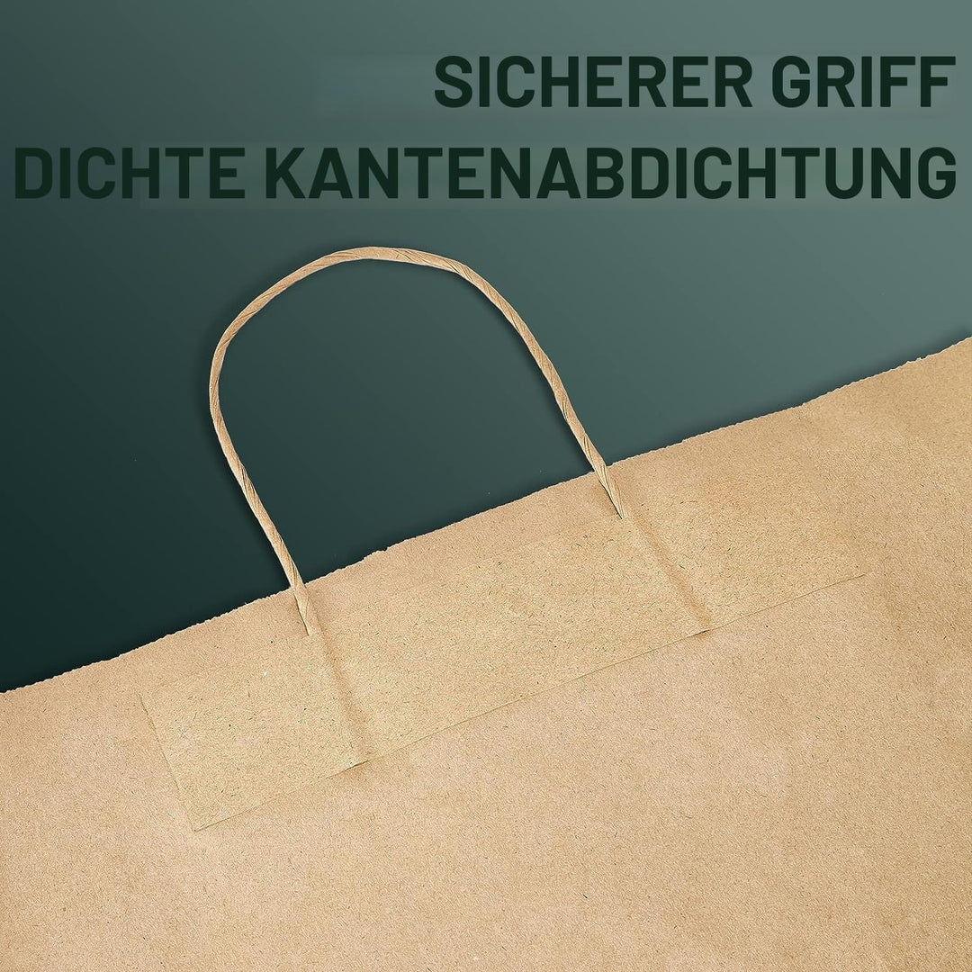 Switory 100 Stk Papiertüten - 25,4 x 12,7 x 33 CM Geschenktüten Klein Braun Kraftpapiertüte mit Henk