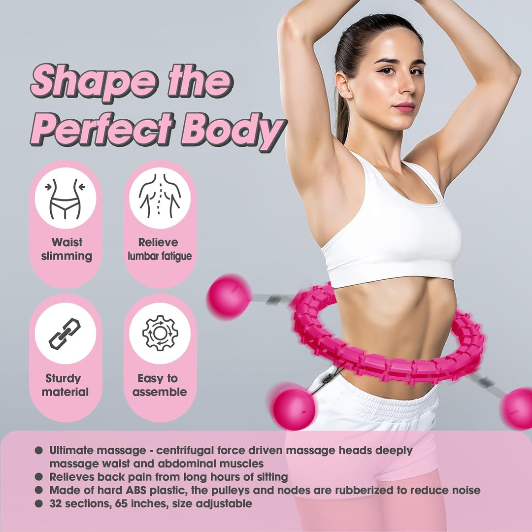 Smart Hoop Reifen Erwachsene mit Gewicht Kugel，32 Knoten Umfang (57-165cm) Abgebauter Fitnessreifenl