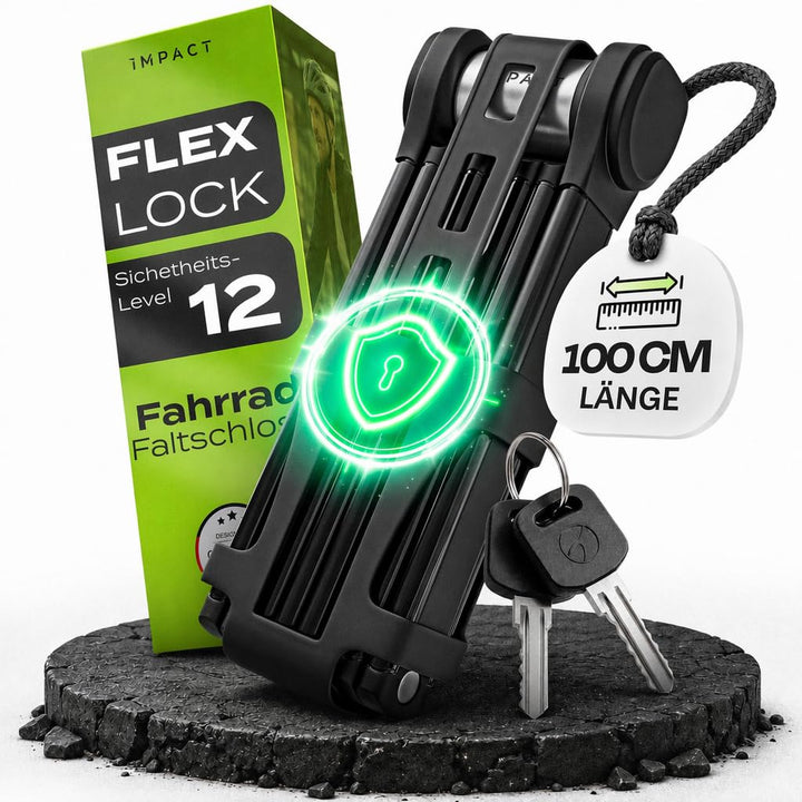 IMPACT® Fahrradschloss Hohe Sicherheit 110 cm - Faltbares Faltschloss Fahrrad mit Gummibeschichtung